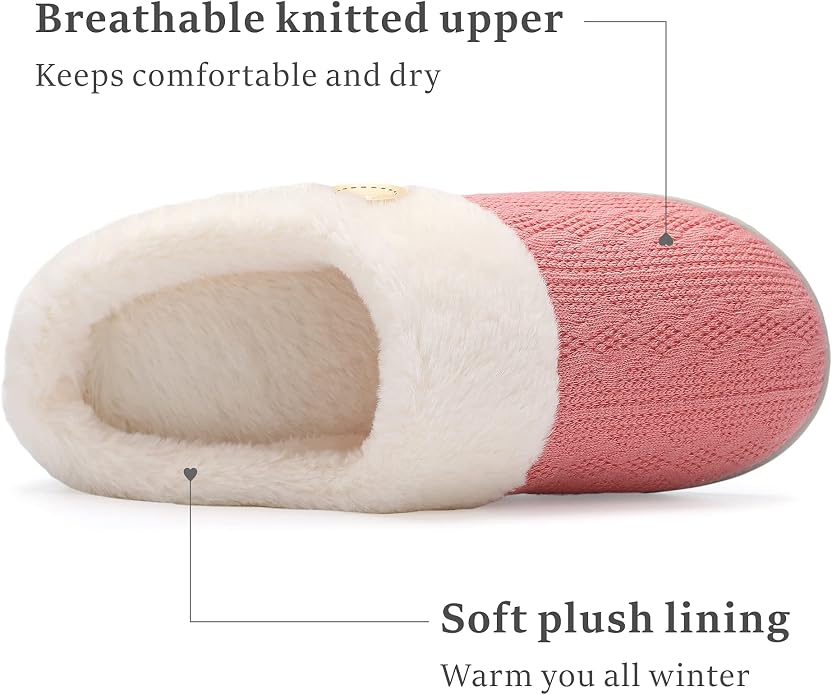 Chantomoo Womens Slipper Warm Comfy Memory Foam House Slippers Knitted Shoes - Image 3