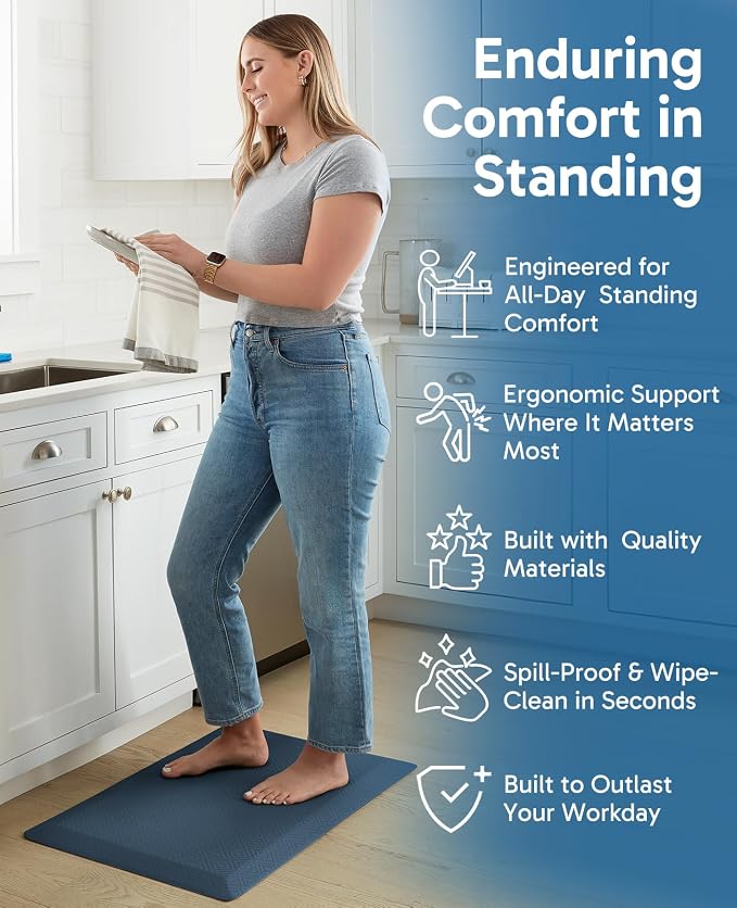 Ophanie Kitchen Mats for Floor, 3/4 inch Thick, 17x24 Anti Fatigue Cushioned Mat - Image 3