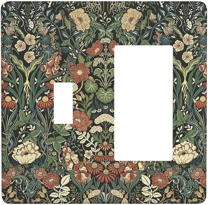 Outlet Covers Vintage Dark Floral William Morris Green Flower 1 Toggle 1 Rocker by Everyswitchisastoryswitch
