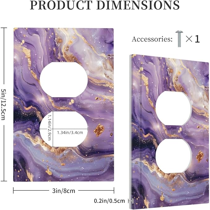 Luxury Marble Texture Purple And Gold Abstract Print Outlet Covers 1 Gang - Image 5