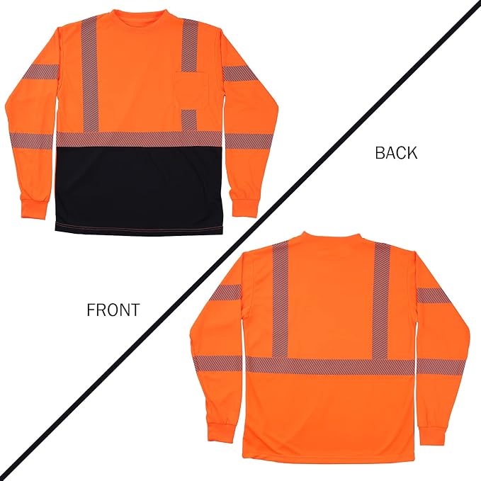VENDACE Safety Reflective High Visibility Long Sleeve Shirts ANSI Class 3 Hi - Image 6