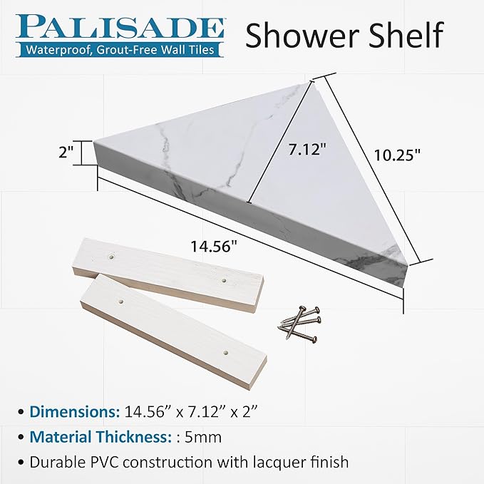 Palisade Vinyl Waterproof Corner Shower Shelf in Iced Pewter/Urban Fjord - Image 3