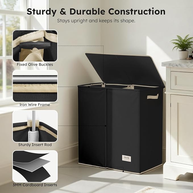 SOLEDI Large Double Laundry Hamper - Field & Grace
