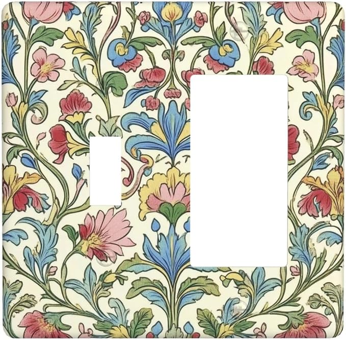 Outlet Covers Boho Red Floral Morris Plant Leaves 1 Toggle 1 Rocker Combination by Unknown