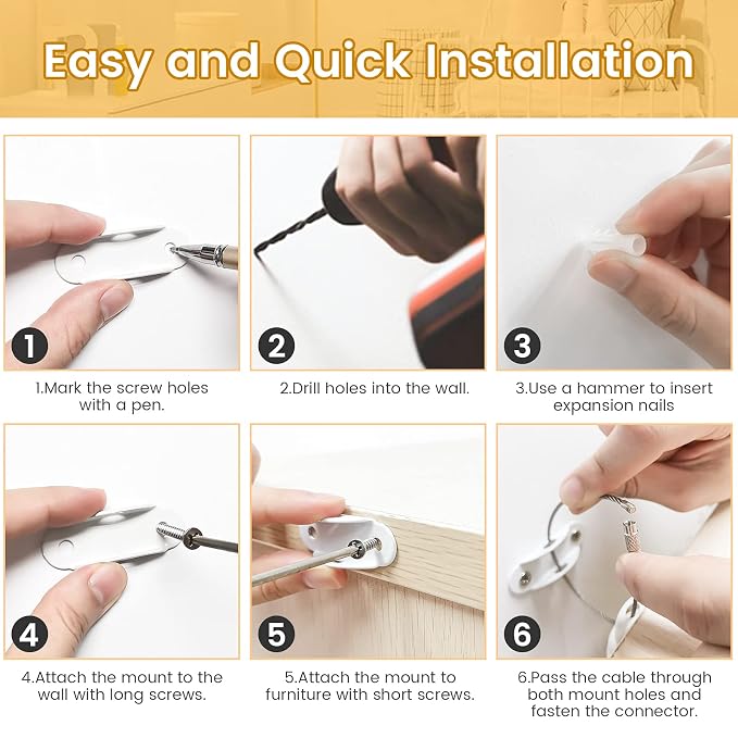 Furniture Anchors for Baby Proofing, Furniture Straps Anti Tip Furniture Anchor - Image 7