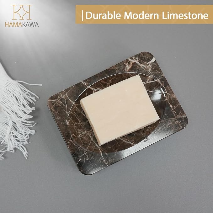 Natural Marble Soap Dish, Emperador Dark Rectangle Jewelry Dish, Dark Brown - Image 5