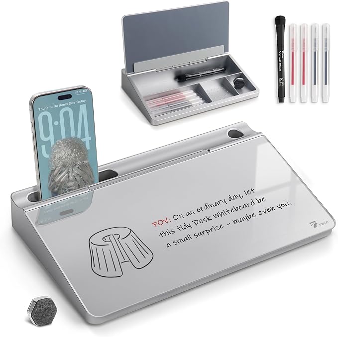 TOWON Small Compact Glass Desktop Whiteboard by TOWON