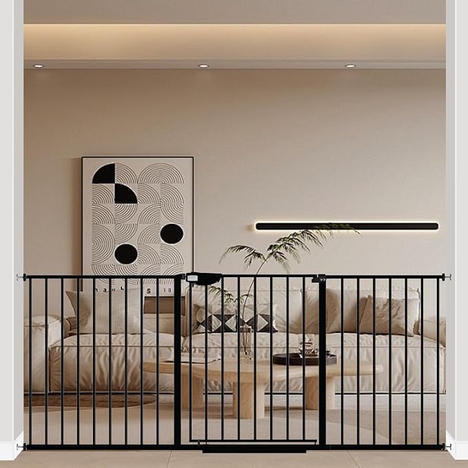 WAOWAO Triple Lock 68.11-75.98" Baby Gate Extra Wide Pressure Mounted Walk by WAOWAOBABYSAFETYPRODUCTS