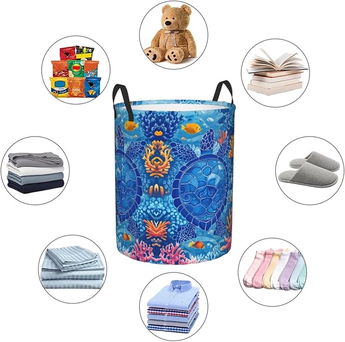 Laundry Basket Turtles Collapsible Large Capacity, 63L Dirty clothes basket - Image 2