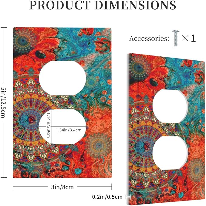 Abstract Ombre Colorful Indian Mandala 1 Gang Single Duplex Light Switch Plate - Image 5