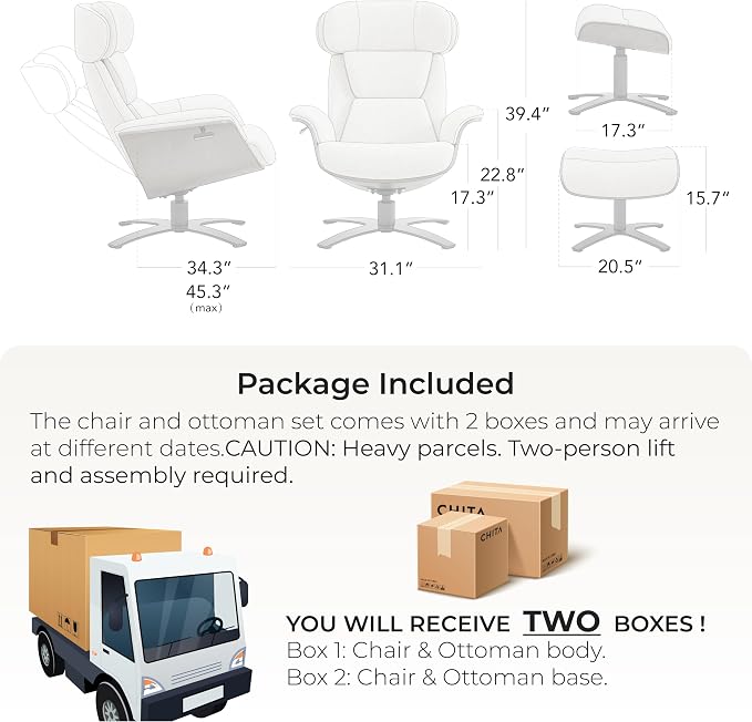 CHITA Genuine Leather Reclining Swivel Chair - Image 3