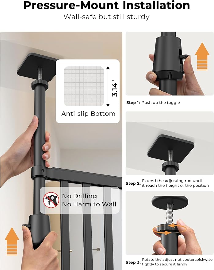 Extra Tall Cat Gate for Doorway: Sprouterie 74.8"-98" Pressure Mount Tall Cat - Image 4