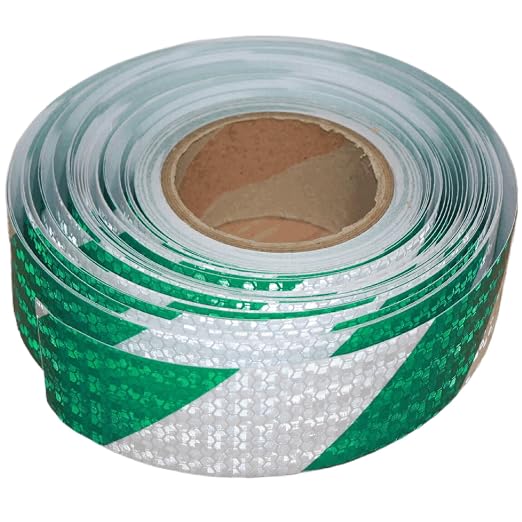 Reflective Tape Green and White 2 inch X 166 feet, Outdoor Waterproof Hazard by tuyrchu