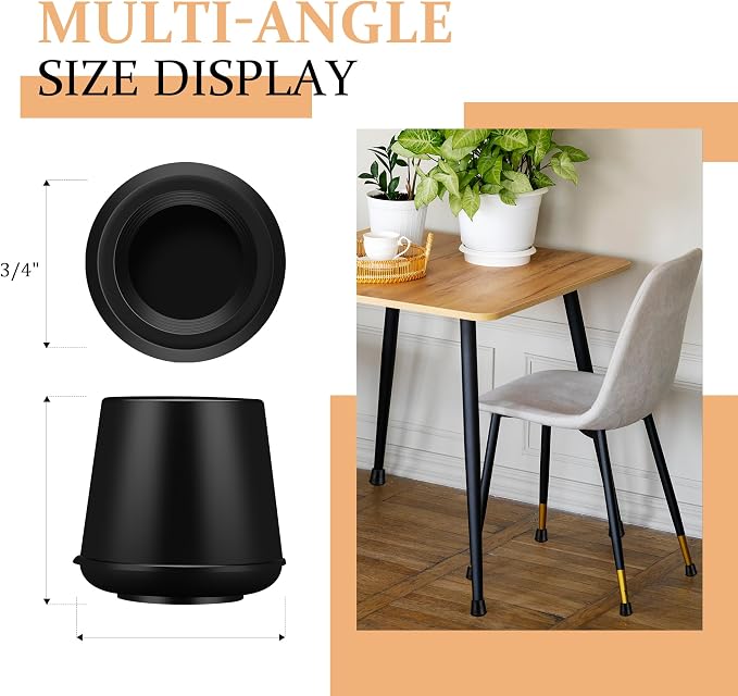 3/4" Round Rubber Chair Leg Tips Caps, Chair Leg Floor Protectors Furniture - Image 2