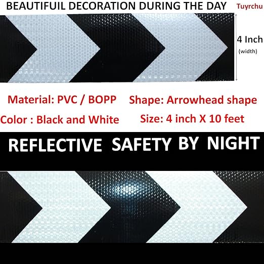 Black White Reflective Tape 4 inch X 10 feet, Outdoor Waterproof Hazard - Image 3