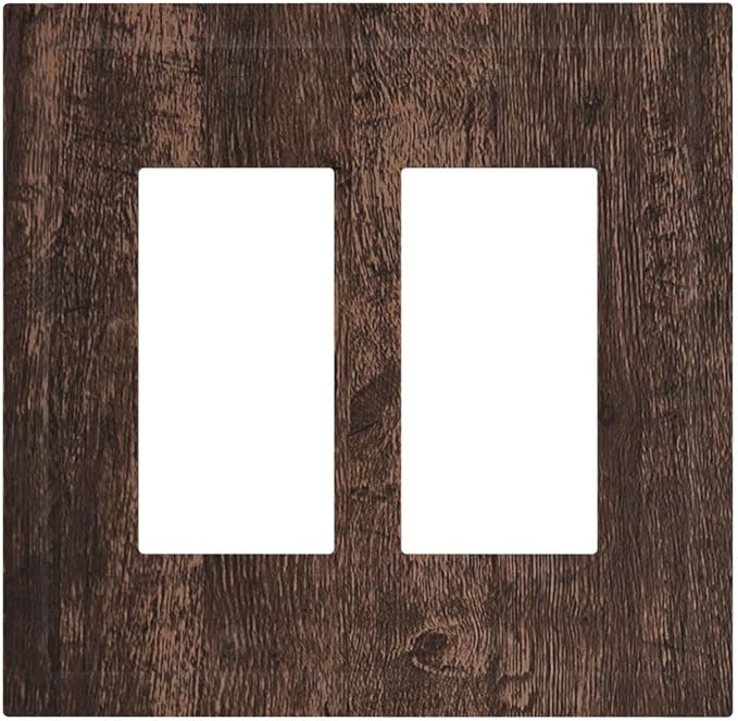 Decorative Outlet Covers Rustic Dark Brown Wood Grain 2 Gang Double GFCI Rocker by LightSwitchCover