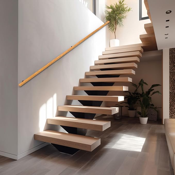 6FT Wood Stair Handrails Wall Mount, Hand Railings - Image 6