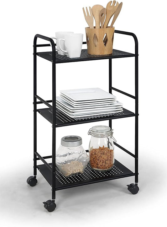 SunnyPoint 3-Tier Rolling Utility Cart – Metal Storage Organizer by SunnyPoint