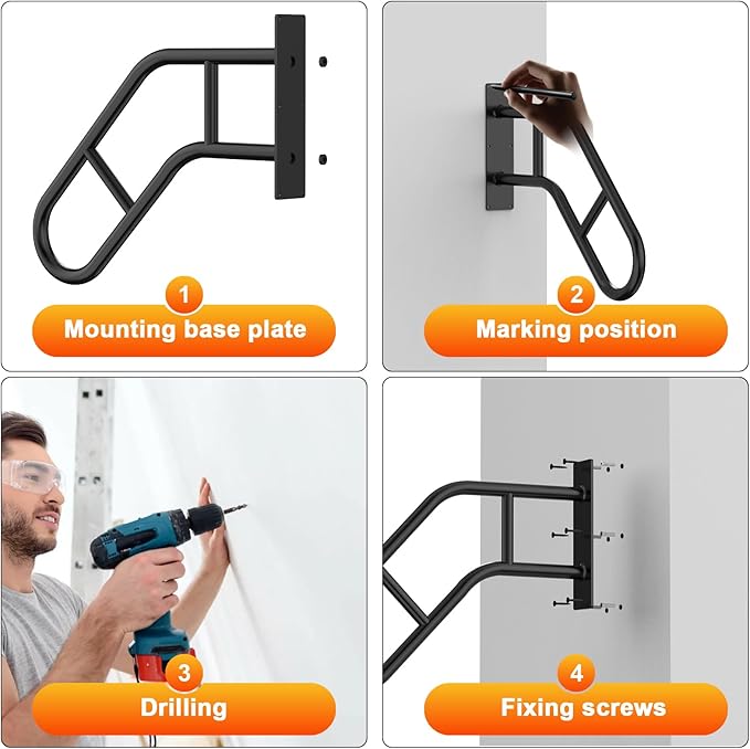 Handrails for Outdoor Steps ，22.8" Stair Railing Indoor1-3 Step, U-Shaped - Image 2