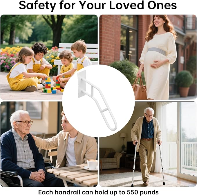 Aduanbang Hand Rails for Outdoor Steps & Elderly, U-Shape Wall Mount Stair - Image 6
