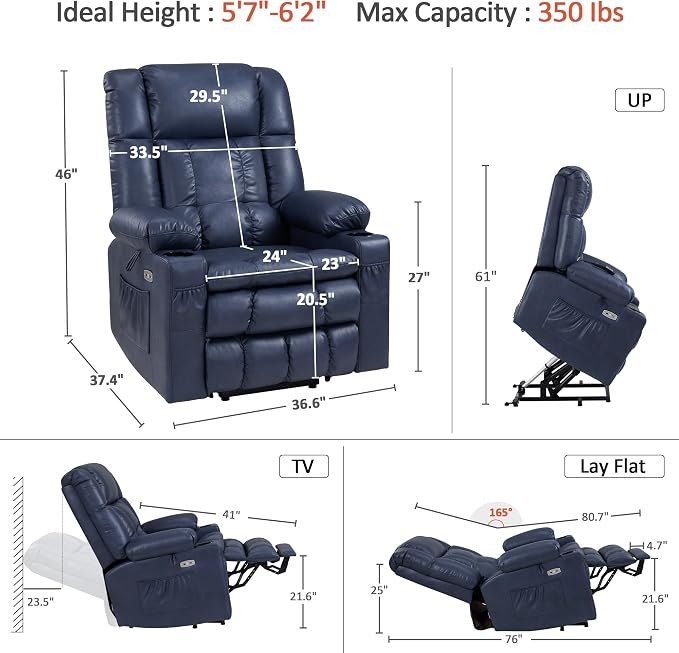 MCombo Dual Motor Large Power Lift Recliner Chair - Image 2