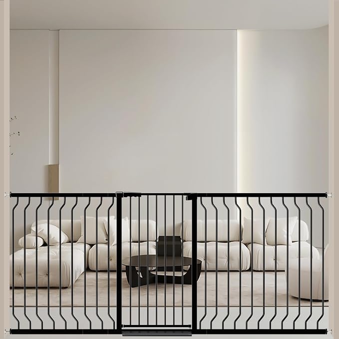 ALLAIBB Black 40.55" Extra Tall Wide 76.77-84.65" Baby Gate Pressure Mounted by ALLAIBB