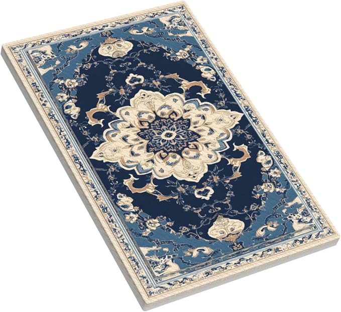 Decorative Light Switch Cover Plate Boho Beige Navy Blue Medallion 1 Gang No - Image 3