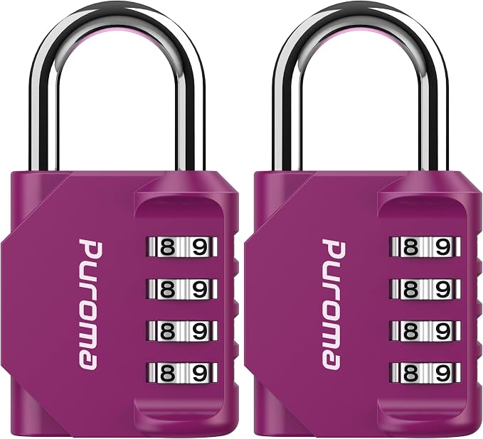 Puroma 2 Pack Combination Lock for Locker 4 Digit Outdoor Waterproof Padlock by Puroma