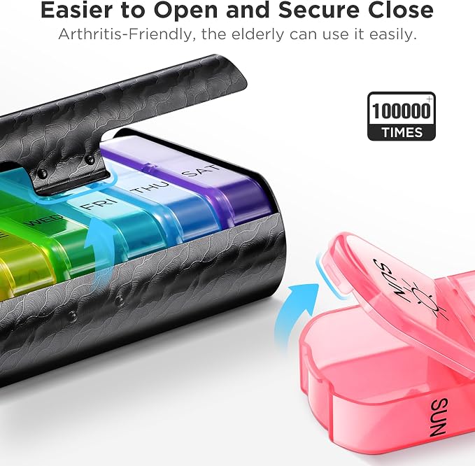 Zannaki Metal XL Weekly Pill Organizer 2 Times a Day, Large Travel Daily Pill - Image 4