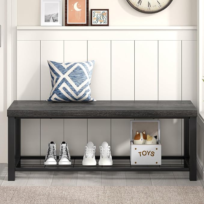 FOLUBAN Shoe Storage Bench, Modern Entryway Bench - Image 7