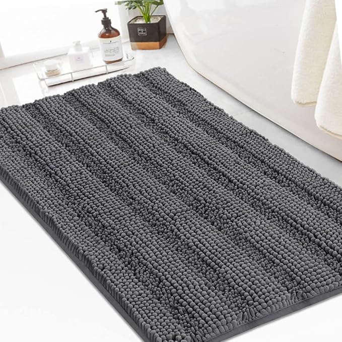 Turquoize Chenille Bath Rugs Shaggy Bathroom Rugs Non Slip Bath Mat by Turquoize