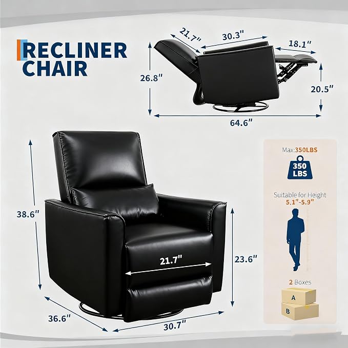 IDEALHOUSE Swivel Rocking Nursery Recliner Chair Rocker Recliner Glider Deep - Image 2