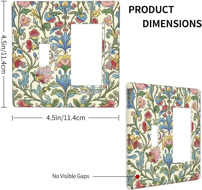 Outlet Covers Boho Red Floral Morris Plant Leaves 1 Toggle 1 Rocker Combination - Image 4