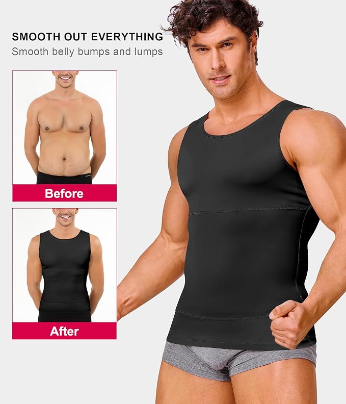 Gotoly Men Compression Shirt Shapewear Slimming Body Shaper Vest Undershirt - Image 3