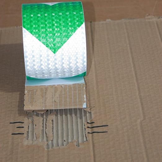 Reflective Tape Green and White 4 inch X 166 feet, Outdoor Waterproof Hazard - Image 2