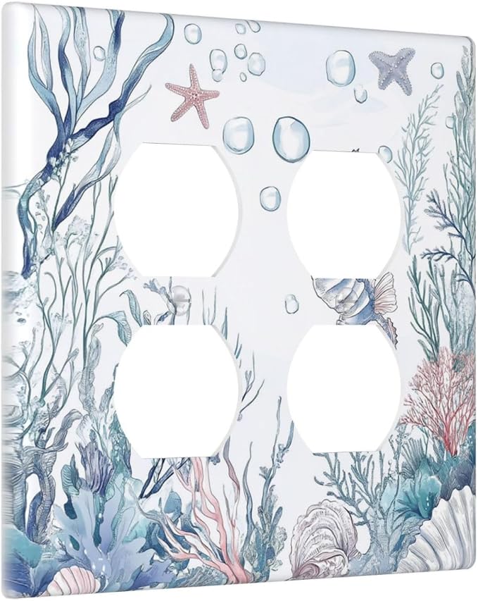 Outlet Covers Ocean Coral Seahorse Seashell Starfish 2 Gang Double Duplex - Image 2