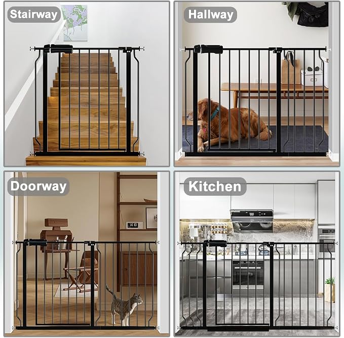Fairy Baby Extra Wide Baby Gate Black 67-71.5 Inch Wide, Walk Through Pressure - Image 7
