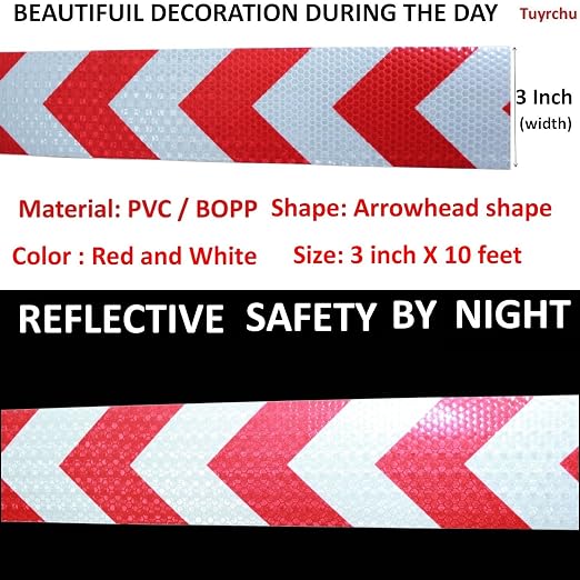 Red and White Reflective Tape Outdoor Waterproof 3 inch X 10 feet, High - Image 3