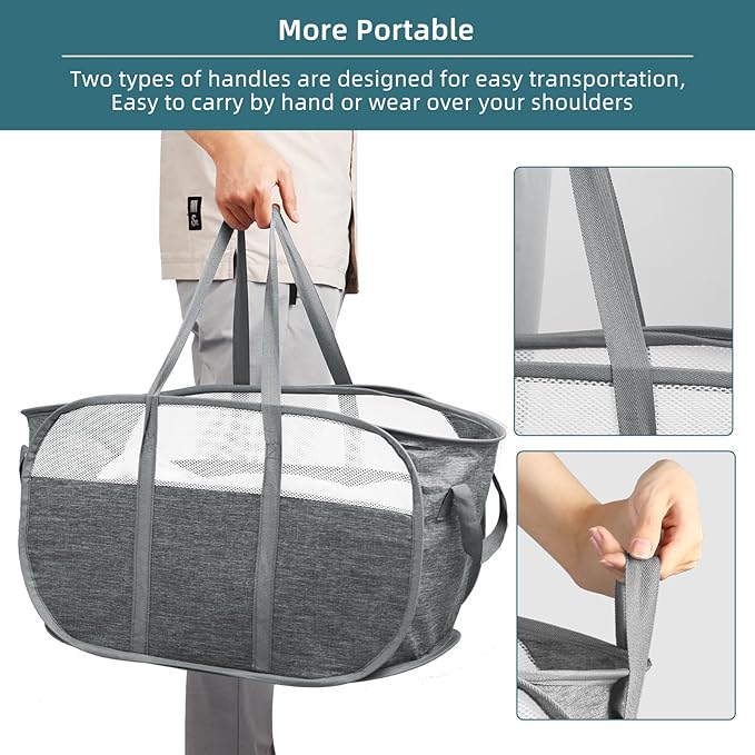 Collapsible Laundry Baskets, Tear Proof Pop Up Laundry Hamper - Image 6