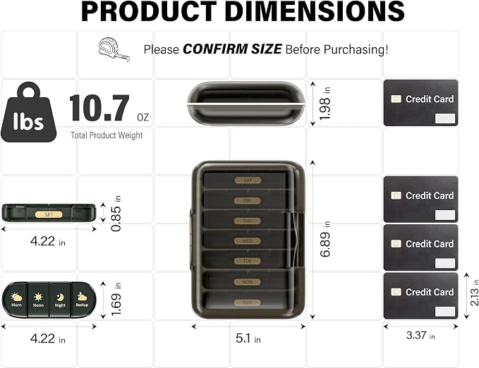 Weekly Pill Organizer 4 Times a Day, 7 Day Pill Box 4X, Portable - Image 6