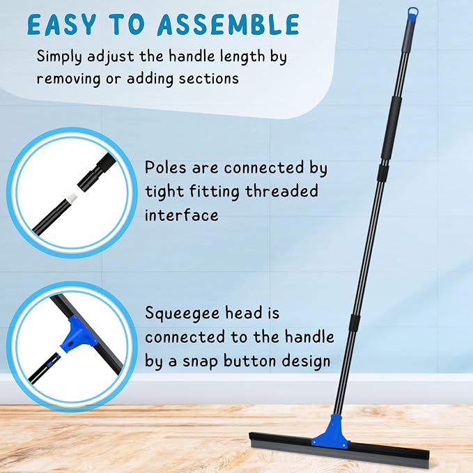 Floor Squeegee for Concrete and Tile Cleaning, Large Heavy Duty Water Scraper - Field & Grace