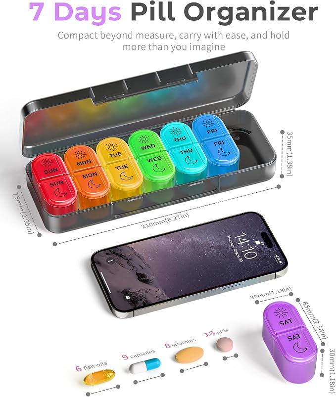 Pill Organizer,    , AM & PM Medicine Organizer 7 Days - Image 3
