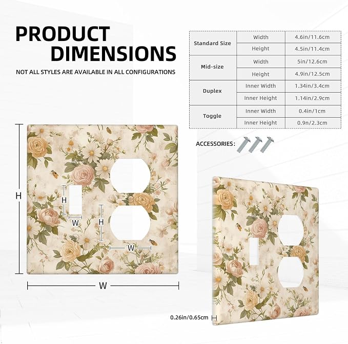 Wallplates Boho Vintage Roses Pink Red Yellow Bouquet Floral 1 Toggle 1 Duplex - Image 5