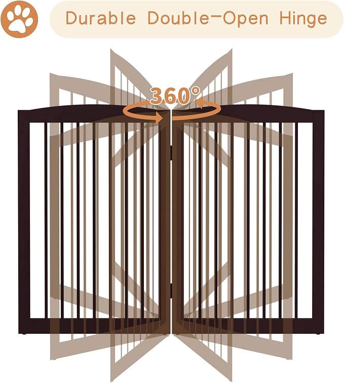 Freestanding Pet Gate for Dogs, Indoor Wooden Foldable Dog Gate for House - Image 5