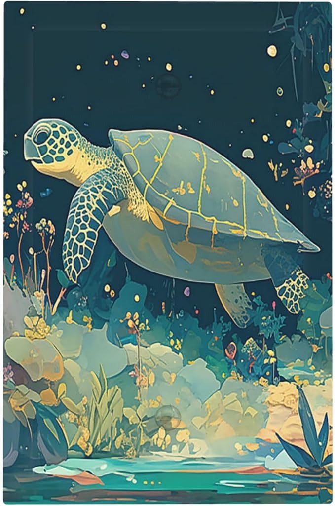 Light Switch Cover Plate Fantasy Sea World Sea Turtle Floral Plant 1 Gang No by LightSwitchCover