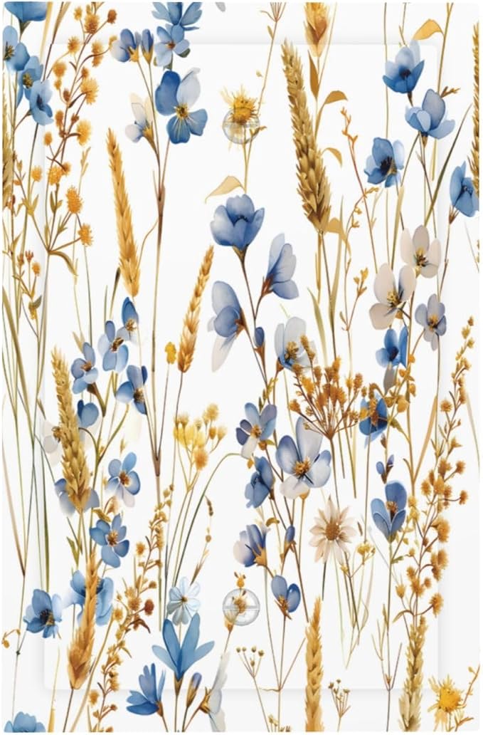 Vintage Wildflower Blue Gold Country Fall Wheat Floral Light Switch Cover Plate by Unknown