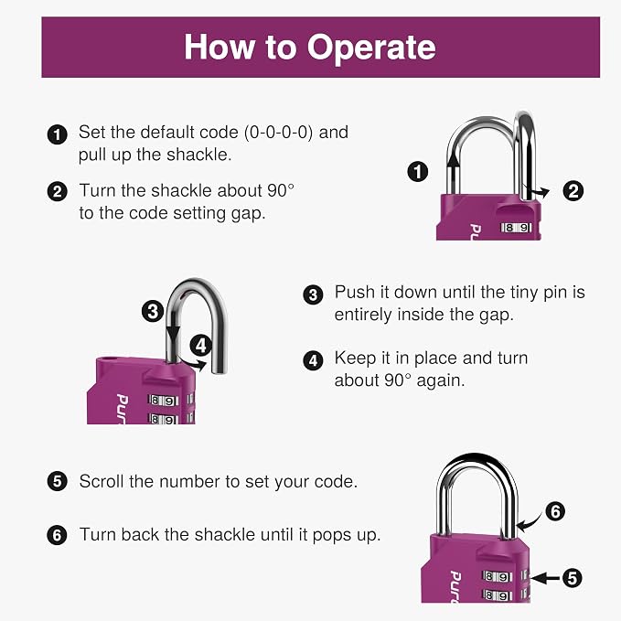Puroma 2 Pack Combination Lock for Locker 4 Digit Outdoor Waterproof Padlock - Image 6