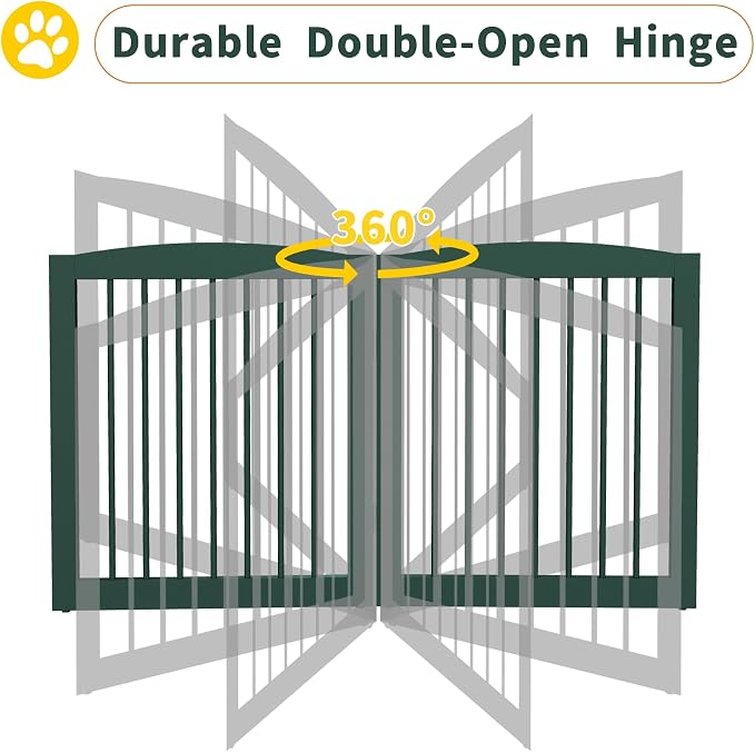 Freestanding Pet Gate for Dogs, Foldable Wooden Dog Gate for House, Indoor Dog - Image 5