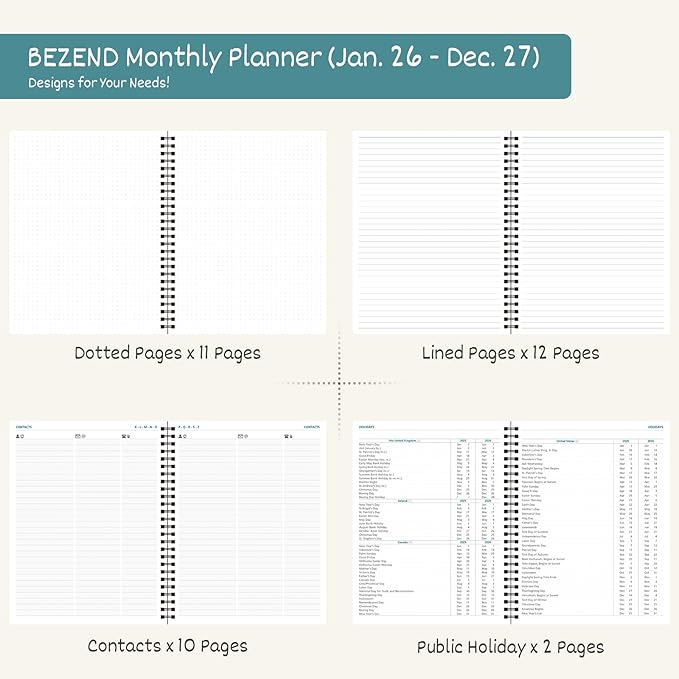 BEZEND Monthly Planner 2026-2027 2 Year Calendar Book - Image 5