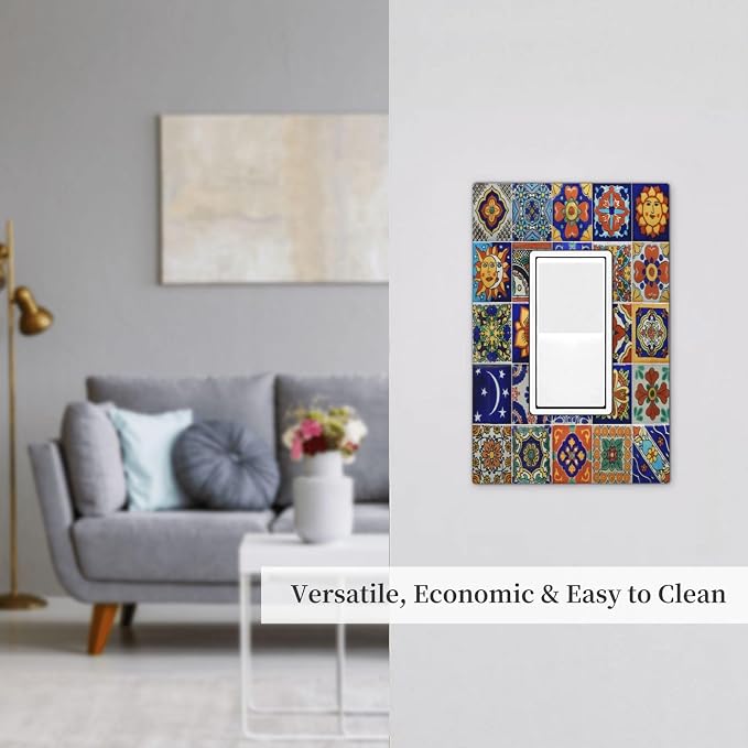 Decorative Outlet Covers Mid Century Talavera Shaped Tiles 1 Gang Single Rocker - Image 7